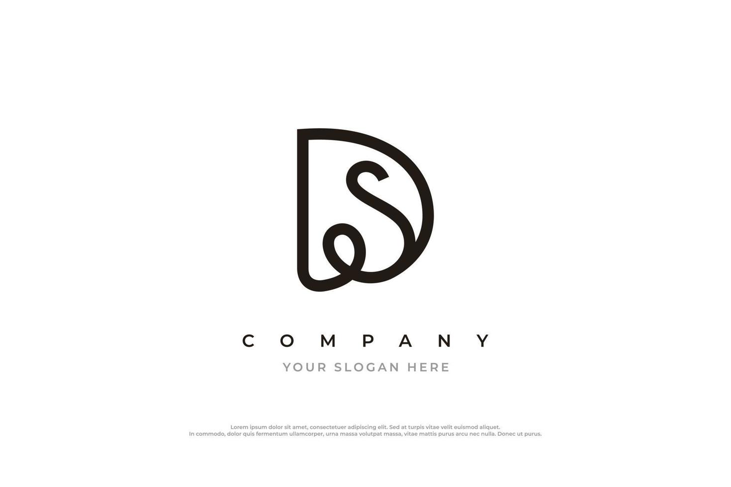 Initial Letter SD Logo or DS Monogram Logo Design Vector