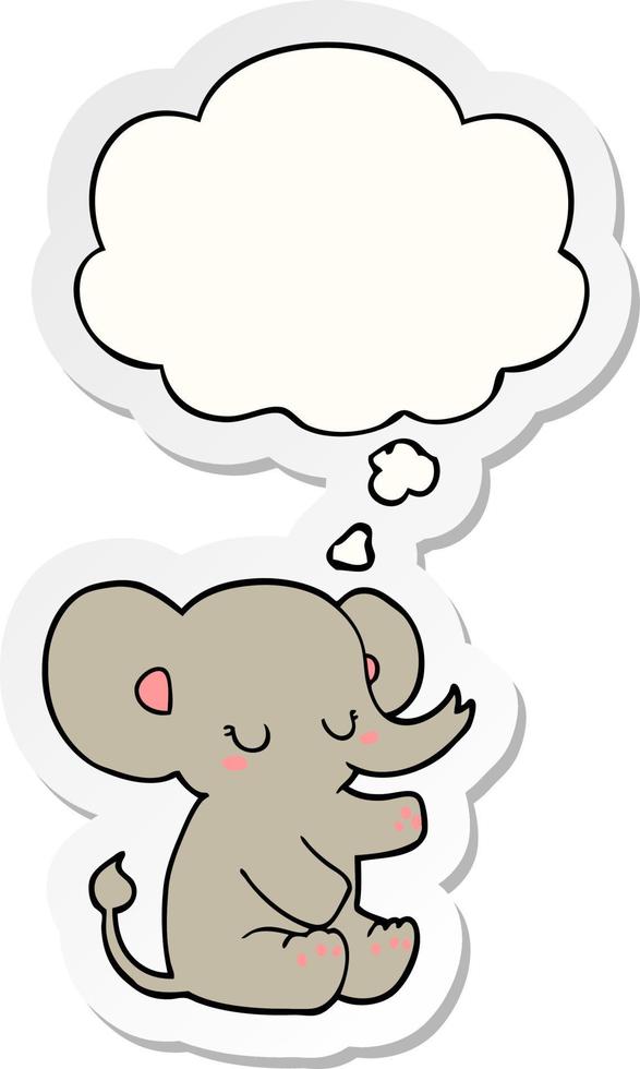 cartoon elephant and thought bubble as a printed sticker vector