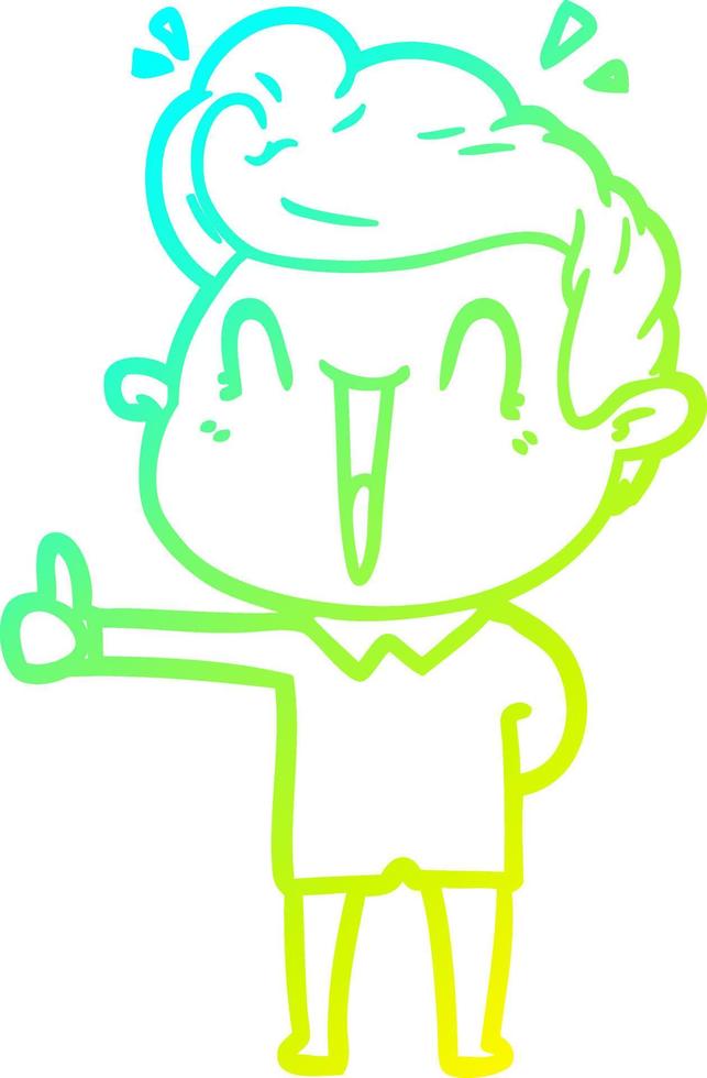 cold gradient line drawing cartoon excited man vector