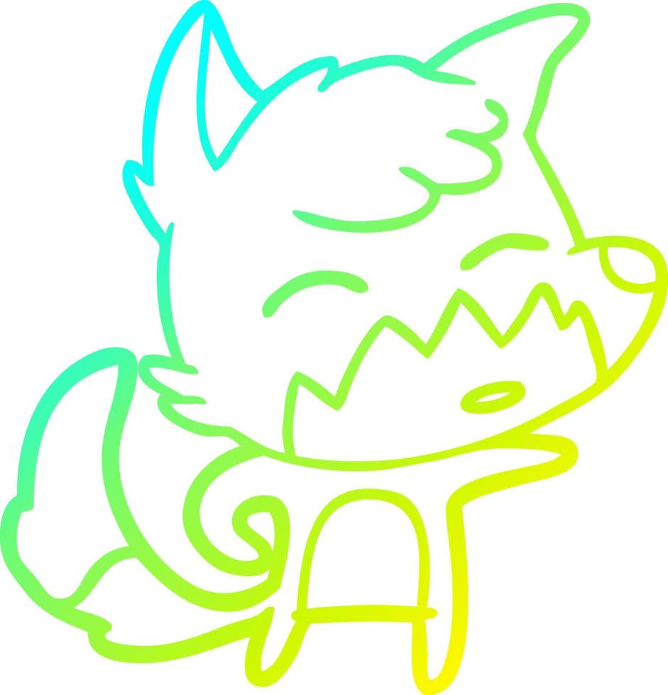 cold gradient line drawing cartoon fox vector