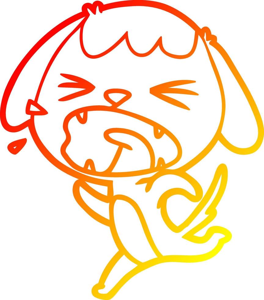 warm gradient line drawing cute cartoon dog barking vector