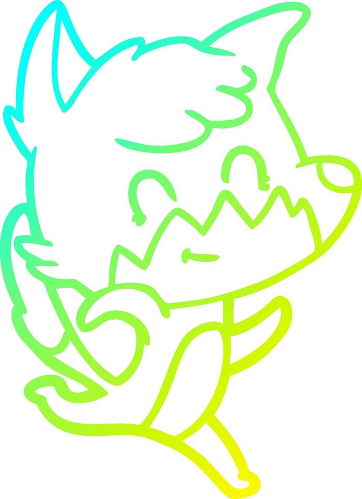 cold gradient line drawing cartoon friendly fox vector