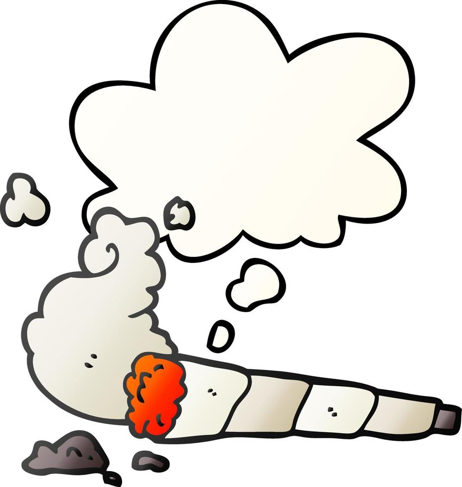 cartoon cigarette and thought bubble in smooth gradient style vector