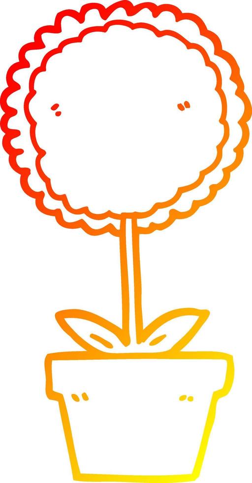 warm gradient line drawing cute cartoon flower vector
