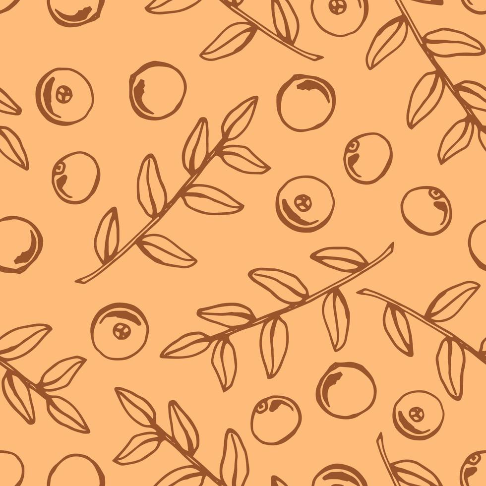 Seamless pattern with cranberry. Hand drawn illustration converted to vector. vector