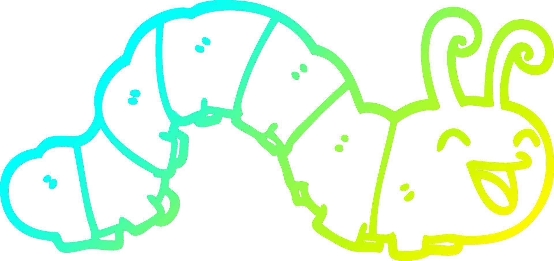 cold gradient line drawing cute cartoon caterpillar vector