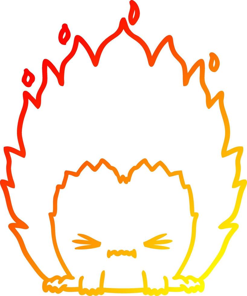 warm gradient line drawing cartoon fire creature vector