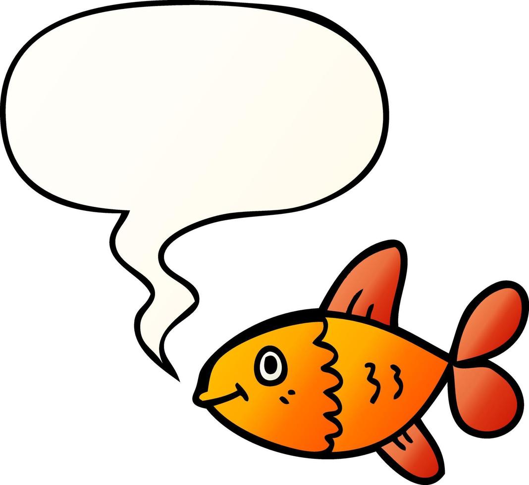 cartoon fish and speech bubble in smooth gradient style vector