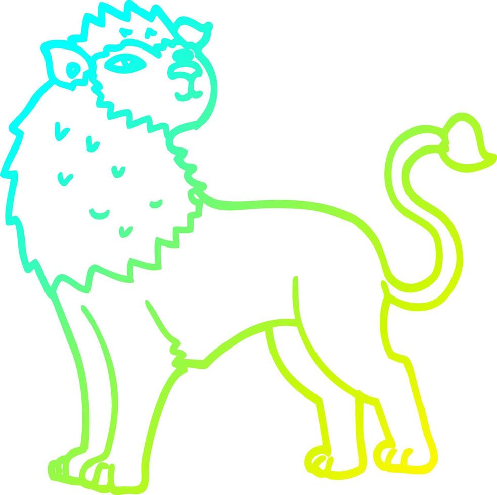 cold gradient line drawing cartoon lion vector