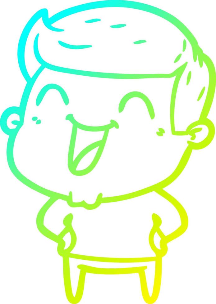 cold gradient line drawing cartoon man laughing vector