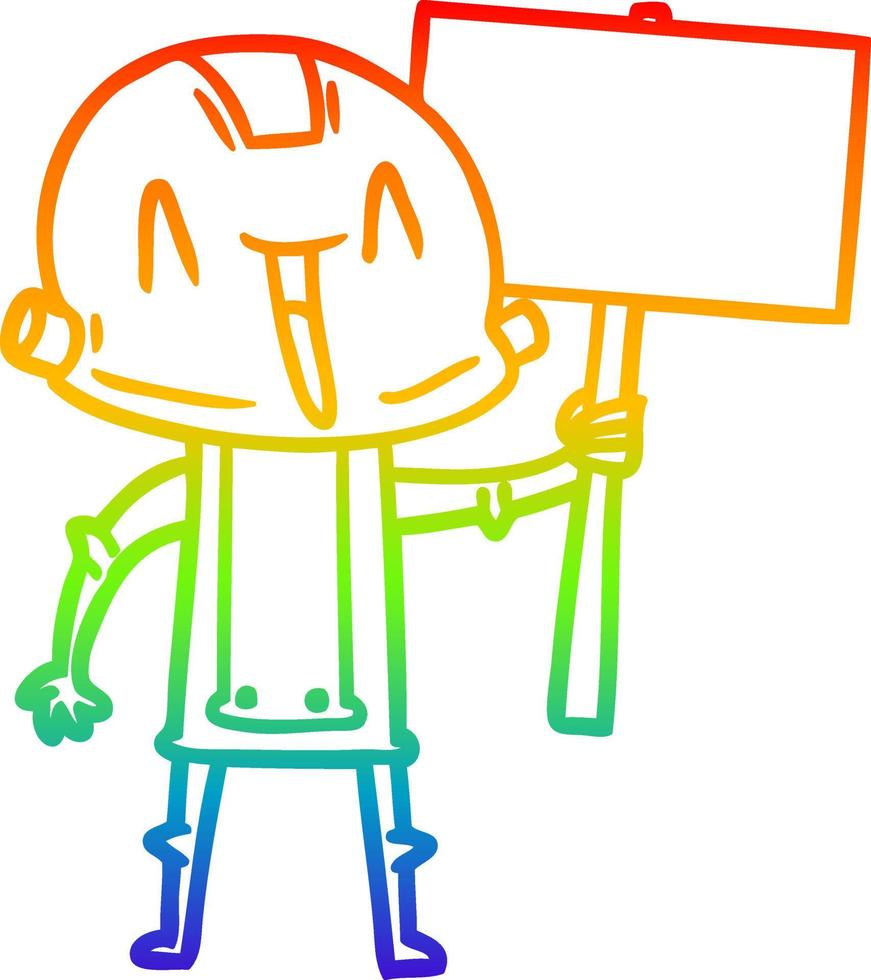 rainbow gradient line drawing cartoon robot vector