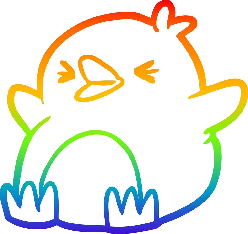 rainbow gradient line drawing Cartoon penguin vector