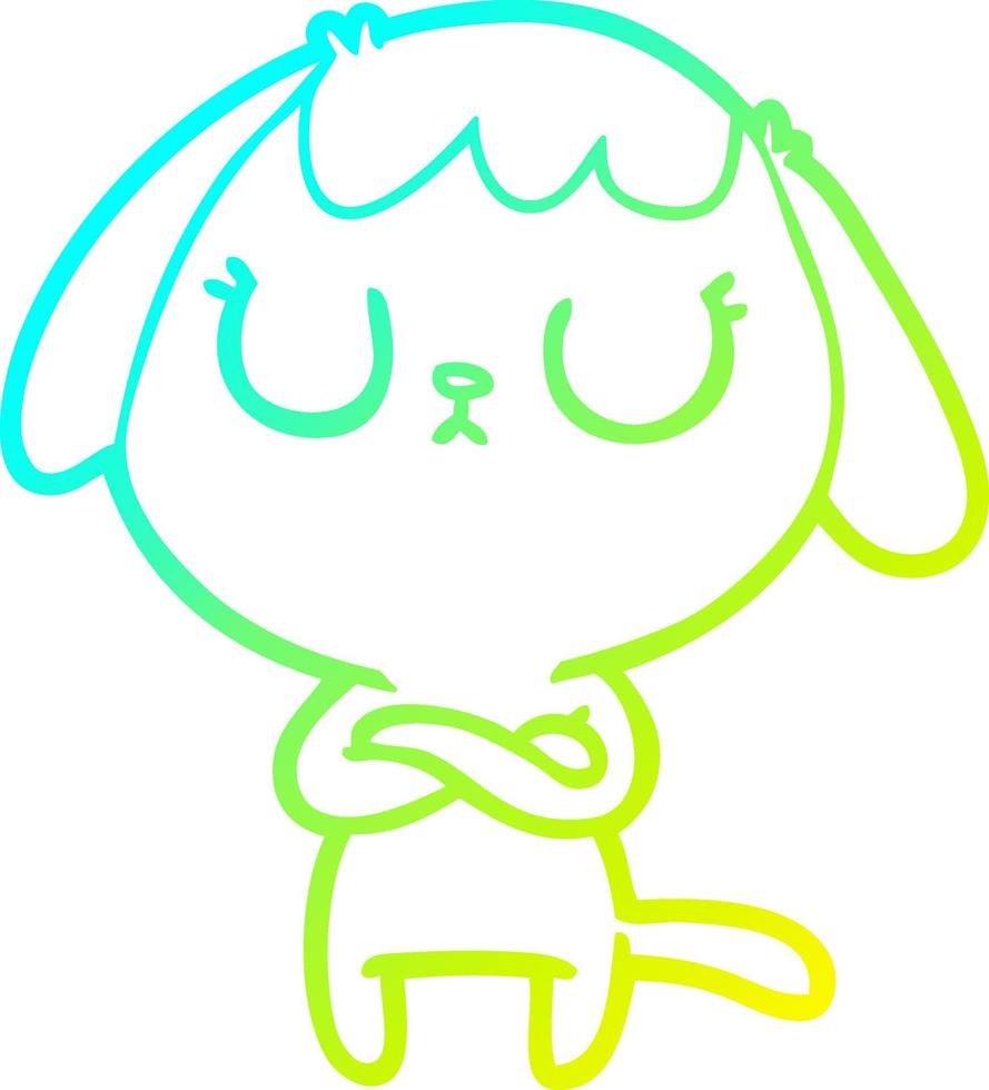 cold gradient line drawing cute cartoon dog vector