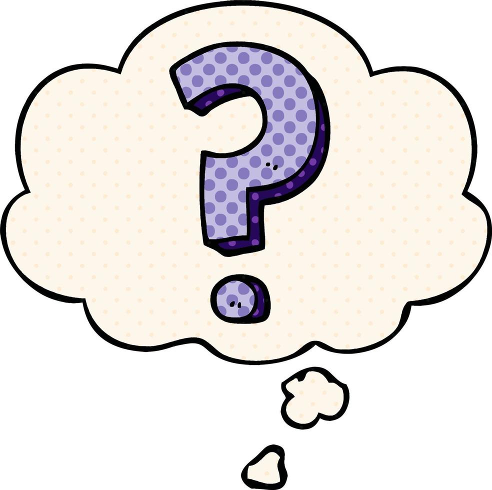 cartoon question mark and thought bubble in comic book style vector