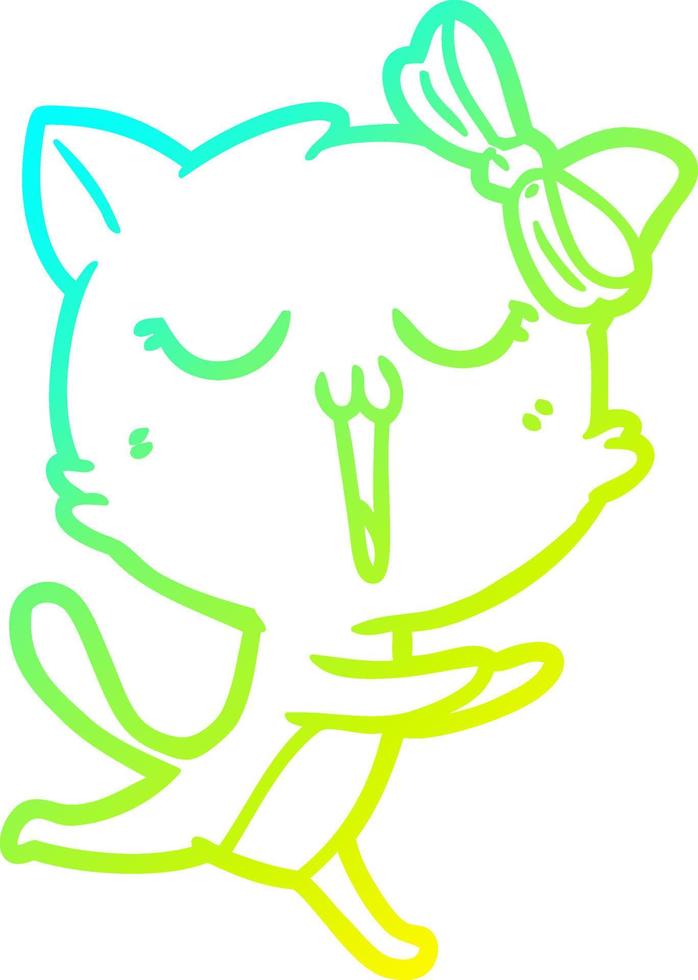 cold gradient line drawing cartoon cat vector