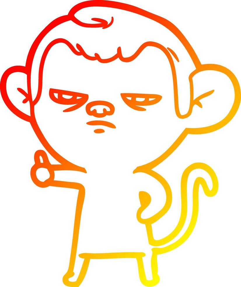 warm gradient line drawing cartoon annoyed monkey vector