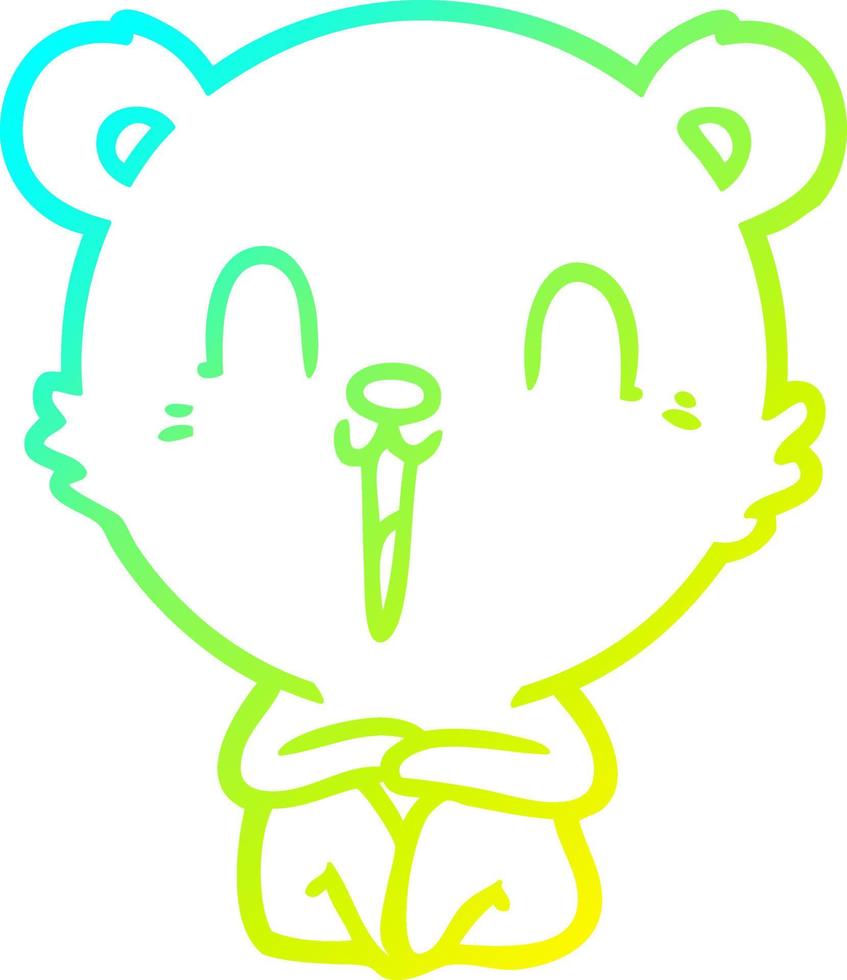 línea de gradiente frío dibujo feliz oso polar de dibujos animados vector