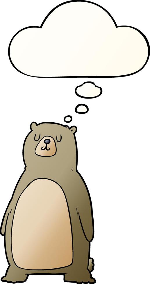cartoon bear and thought bubble in smooth gradient style vector