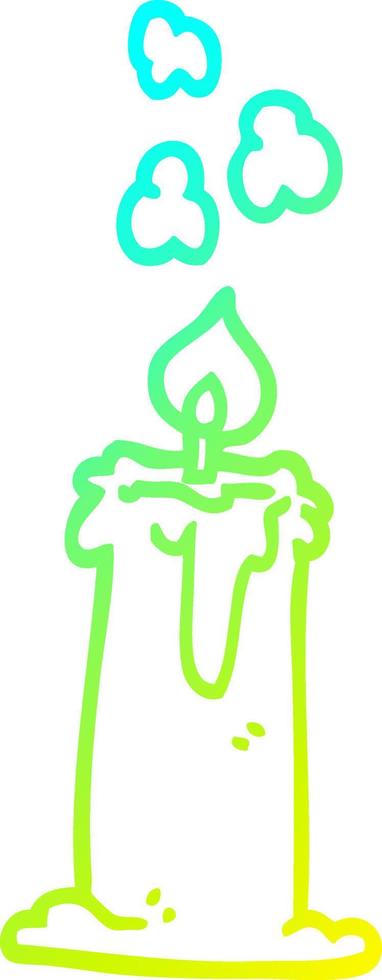 cold gradient line drawing cartoon lit candle vector