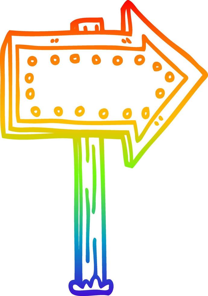 rainbow gradient line drawing cartoon lit up sign vector
