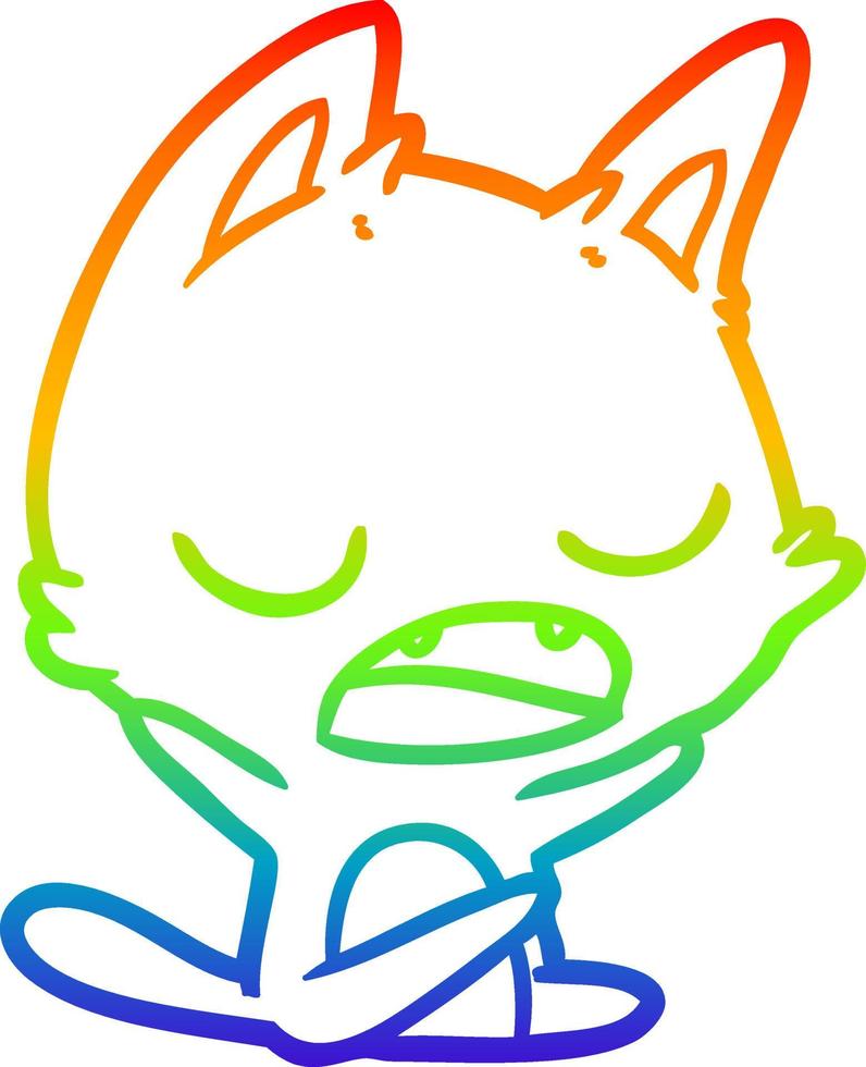 dibujo de línea de gradiente de arco iris dibujos animados de gato parlante vector