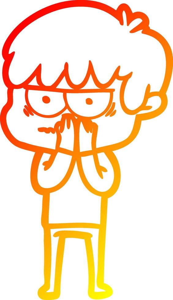 warm gradient line drawing annoyed cartoon boy vector