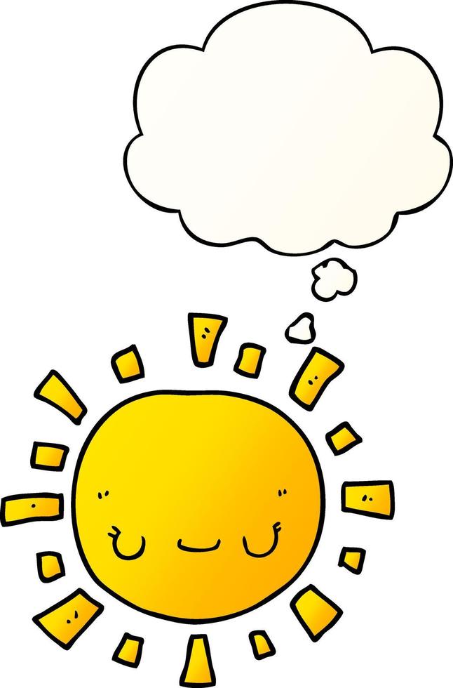 cartoon sun and thought bubble in smooth gradient style vector