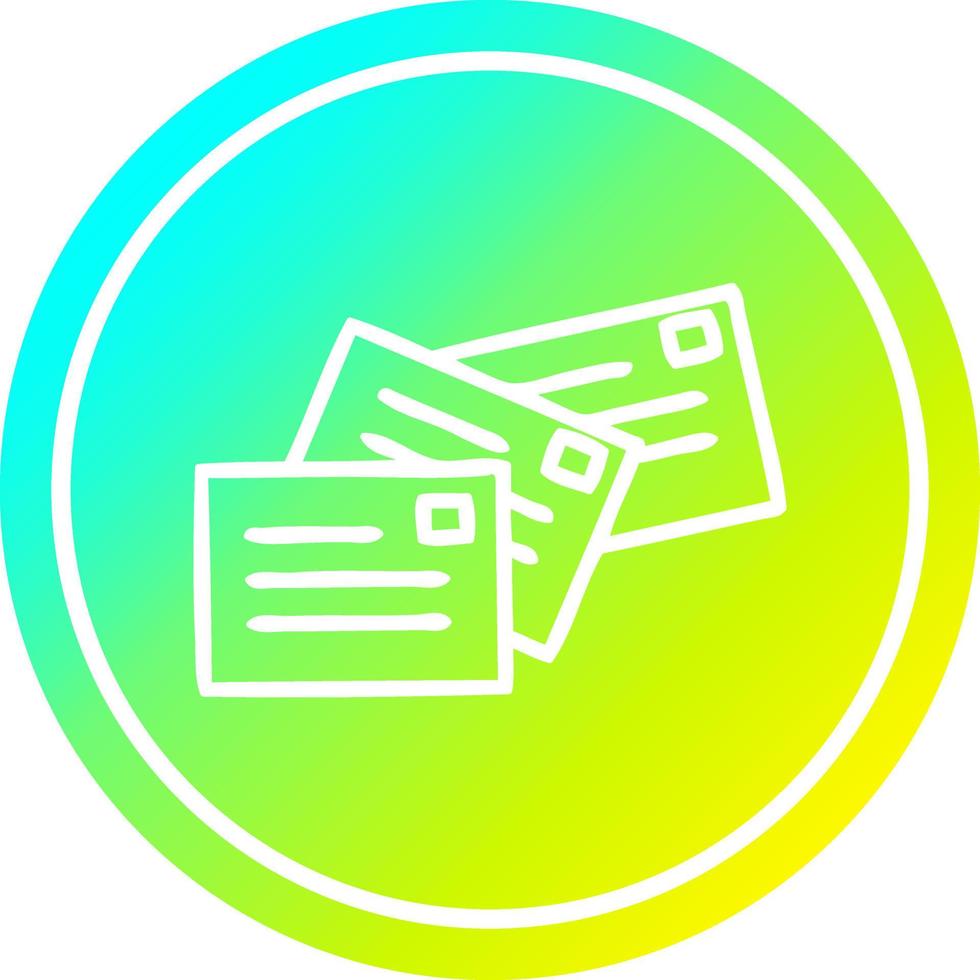 stack of letters circular in cold gradient spectrum vector