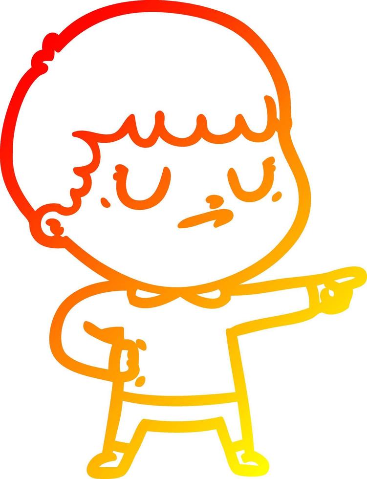 warm gradient line drawing cartoon grumpy boy vector