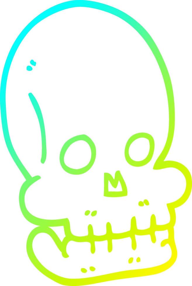 cold gradient line drawing cartoon funny skull vector