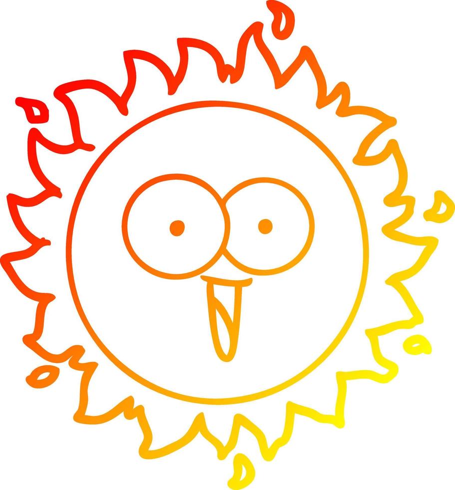 dibujo de línea de gradiente cálido feliz sol de dibujos animados vector