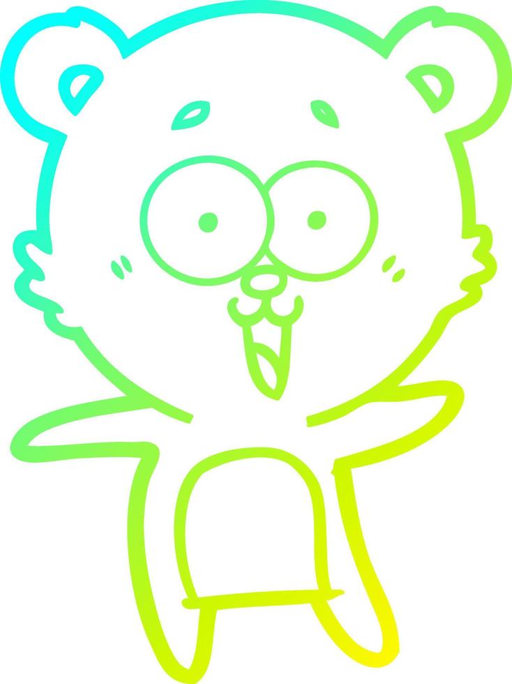 cold gradient line drawing laughing teddy  bear cartoon vector