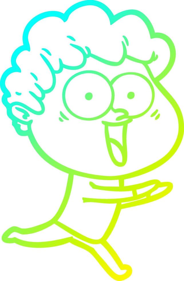 cold gradient line drawing excited man cartoon vector