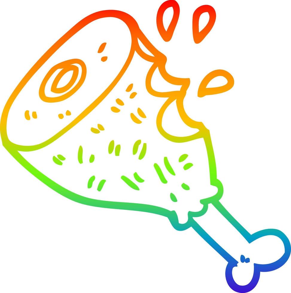 rainbow gradient line drawing cartoon cooked meat vector
