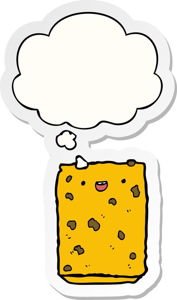 cartoon biscuit and thought bubble as a printed sticker vector