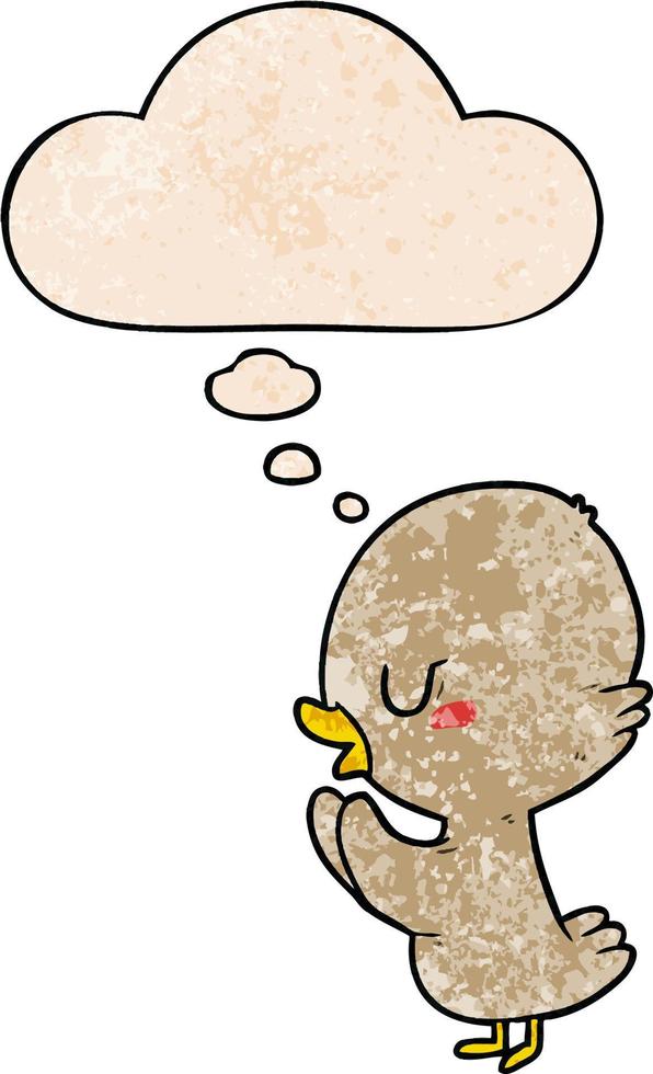 cartoon duckling and thought bubble in grunge texture pattern style vector