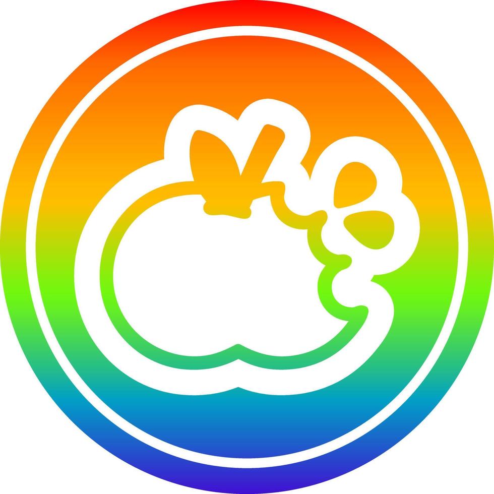 bitten apple circular in rainbow spectrum vector