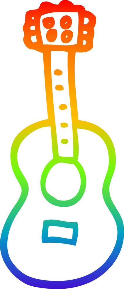rainbow gradient line drawing cartoon guitar vector