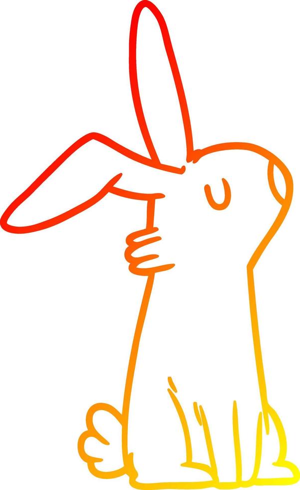 warm gradient line drawing cartoon rabbit vector