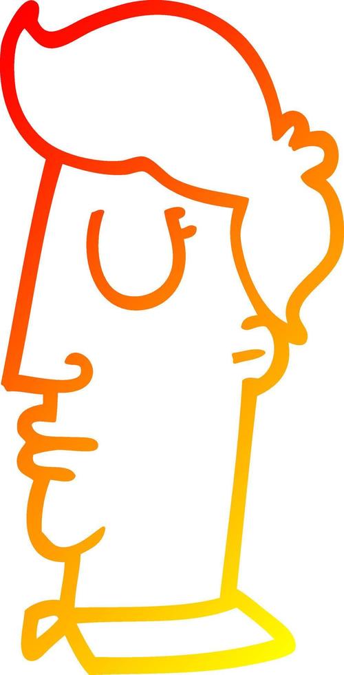 warm gradient line drawing cartoon human head vector