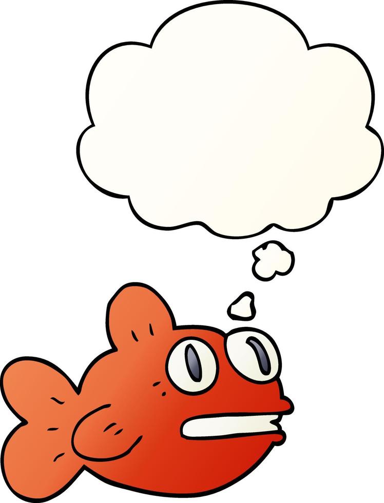 cartoon fish and thought bubble in smooth gradient style vector