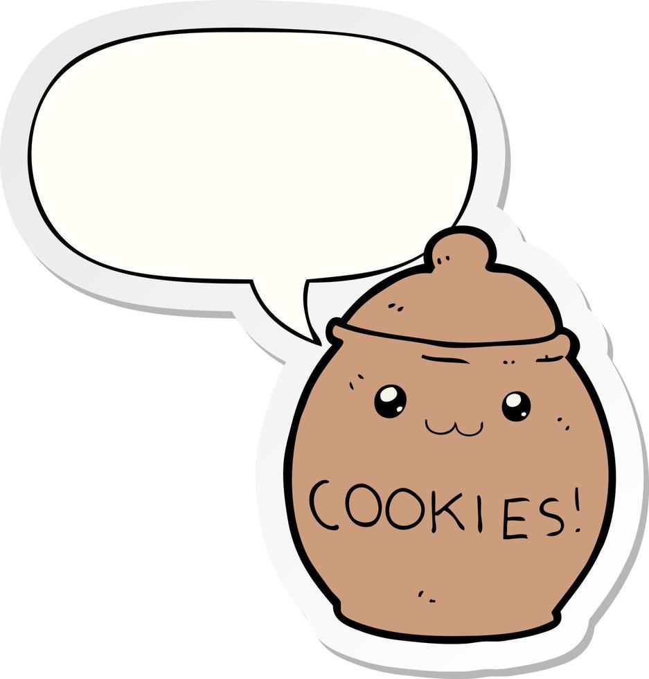 cartoon cookie jar and speech bubble sticker vector