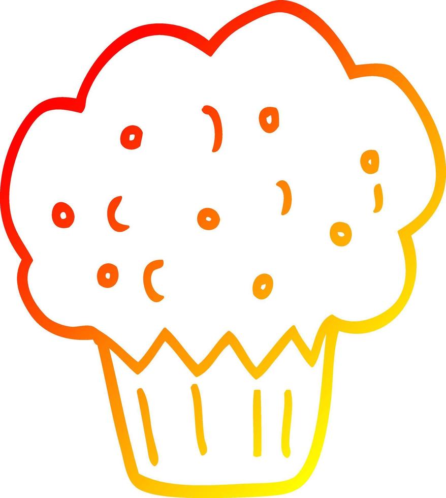 muffin de dibujos animados de dibujo de línea de gradiente cálido vector