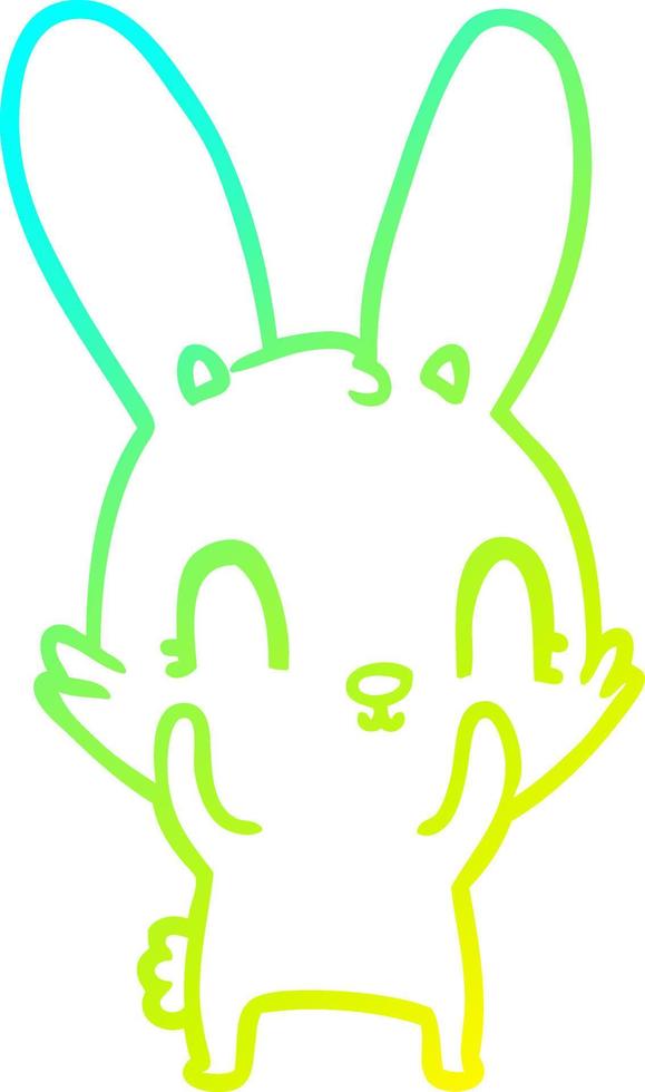 cold gradient line drawing cute cartoon rabbit vector