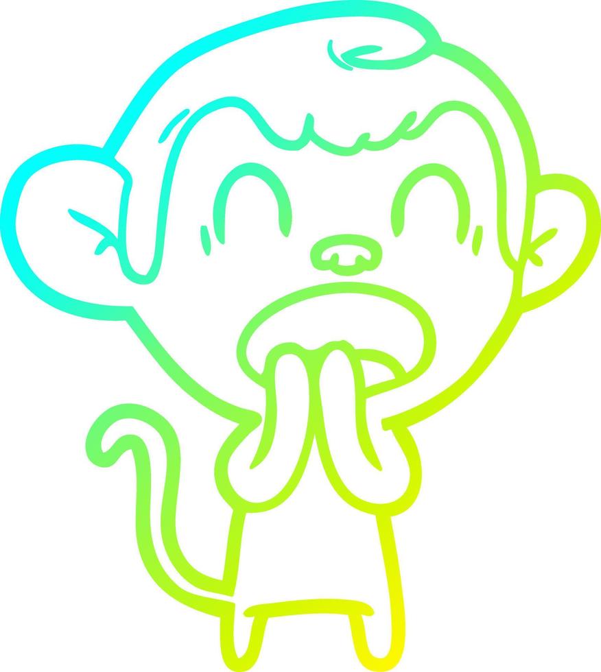cold gradient line drawing yawning cartoon monkey vector