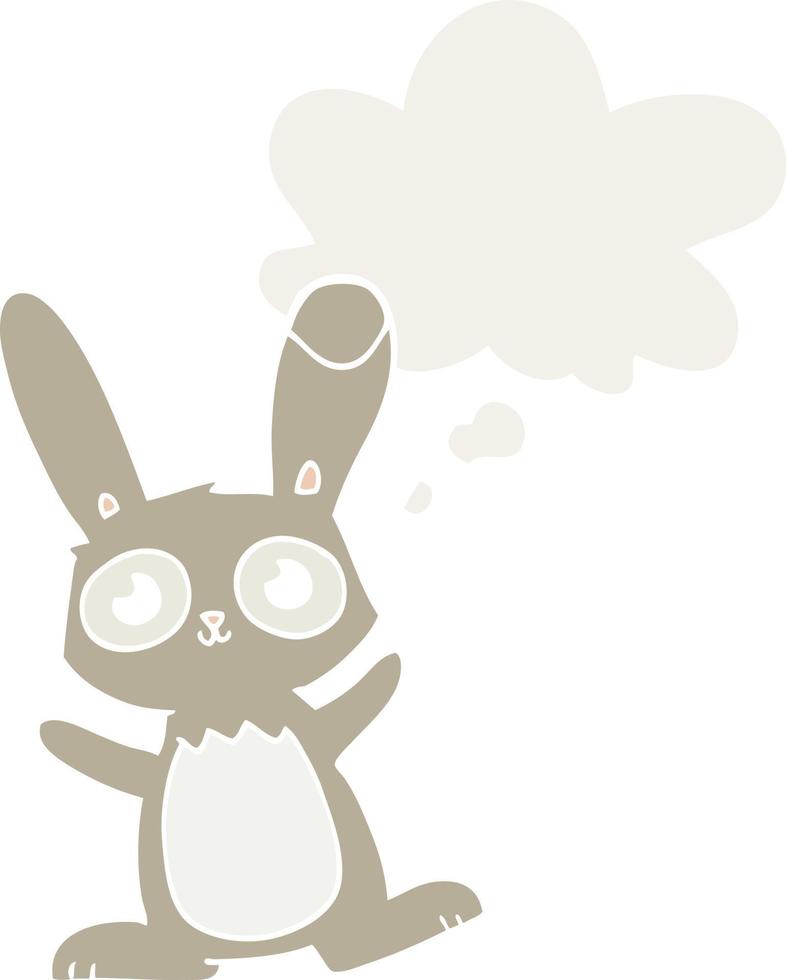 cute cartoon rabbit and thought bubble in retro style vector