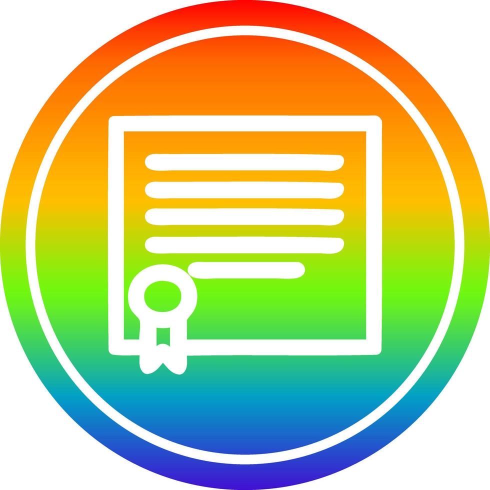 diploma certificate circular in rainbow spectrum vector