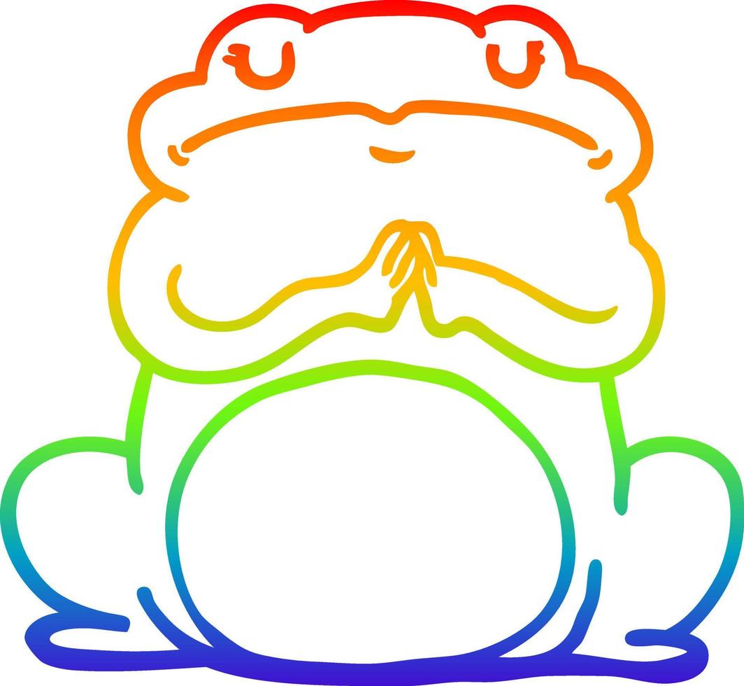 rainbow gradient line drawing cartoon arrogant frog vector