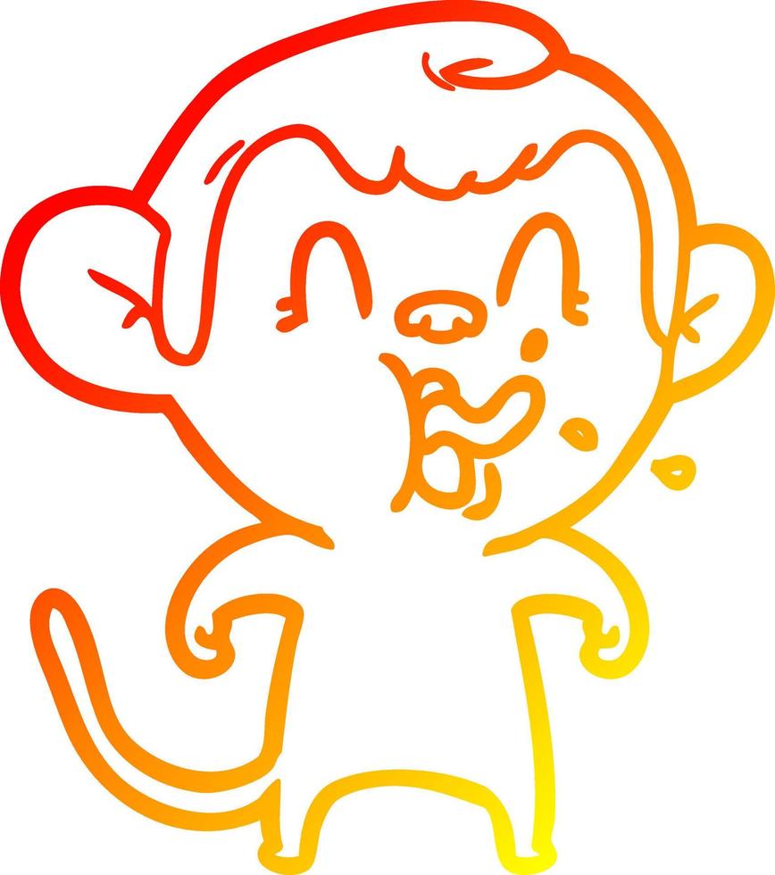 warm gradient line drawing crazy cartoon monkey vector