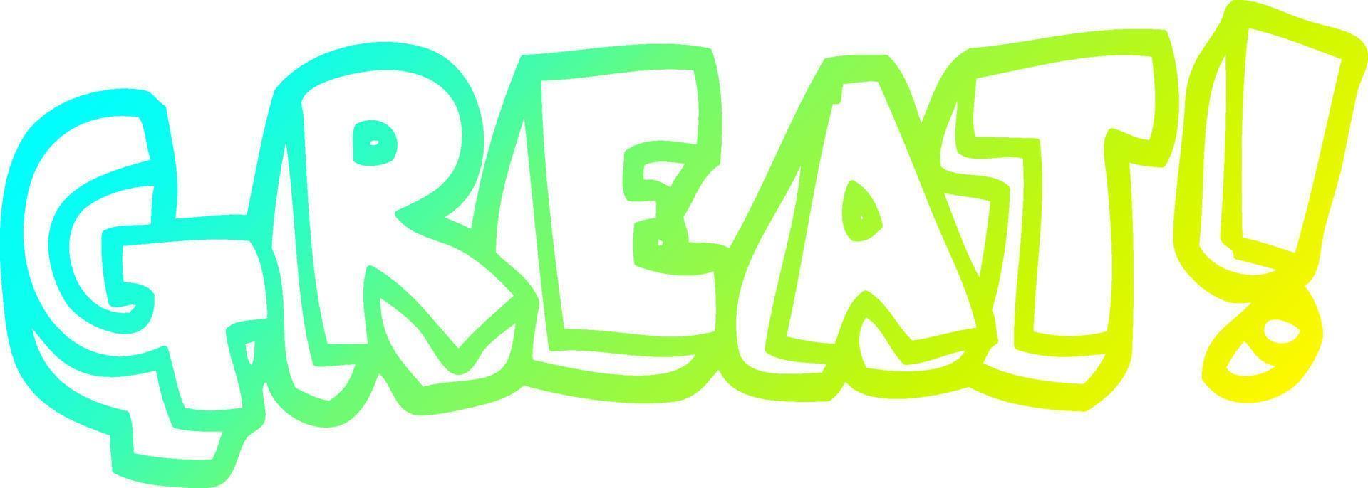 cold gradient line drawing cartoon word great vector